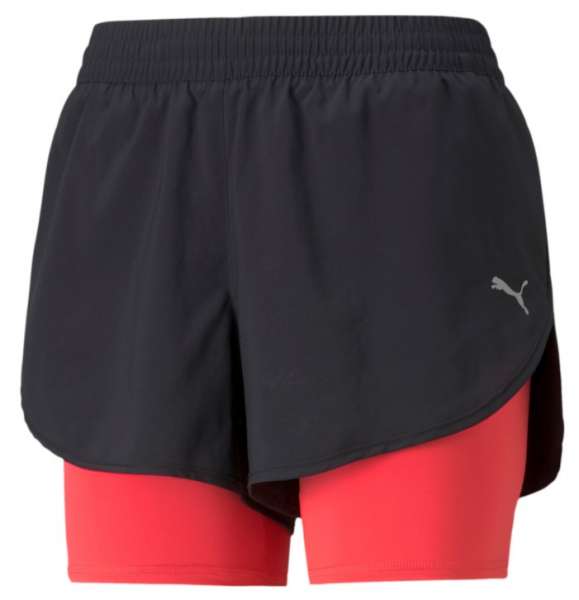 Puma 2 in 1 Run Short Damen schwarz/pink