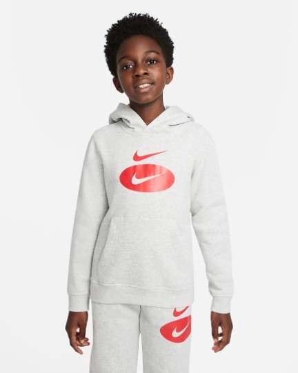 Nike Sportswear Big Kids Boys Hoodie gray/red