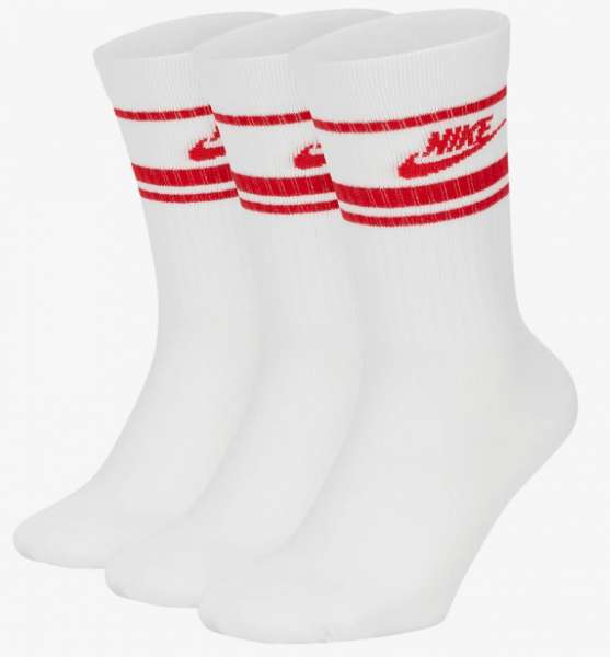 Nike NK Crew NSW Essential Socks 3er Pack weiß/rot