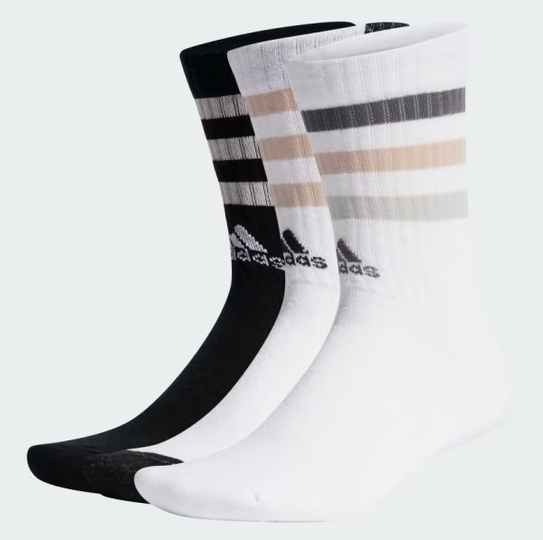 Adidas Bold 3-Streifen Cushioned Crew Socken, 3 Paar - White / Black / White