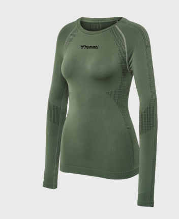 Hummel SHAPING SEAMLESS T-SHIRT L/S - Olivgrün