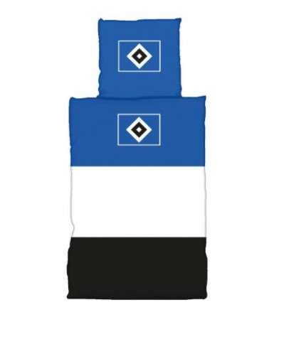 HSV Bettwäsche Blockstreifen schwarz/weiß/blau