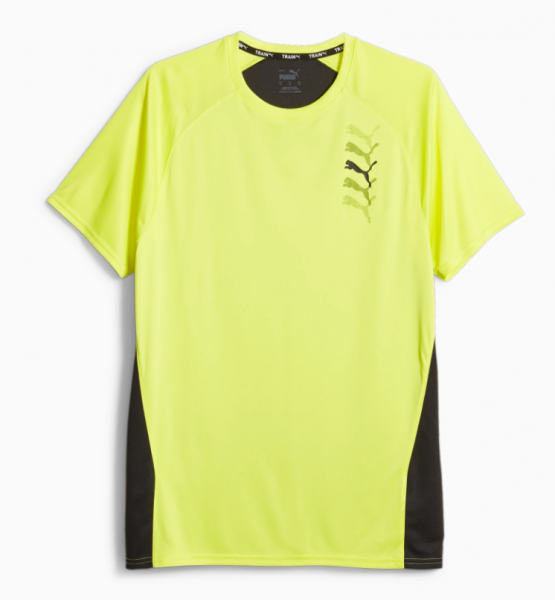 Puma Fit Logo Graphic Trainings-T-Shirt - gelb/schwarz