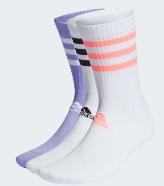 Adidas 3S CSH CRW3P Socken 3er Pack lila/weiß-schwarz/weiß-rosa