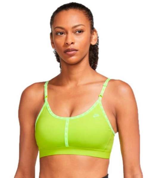 Nike NK DF Air Indy Logo Sports Bra - atomic green/barely