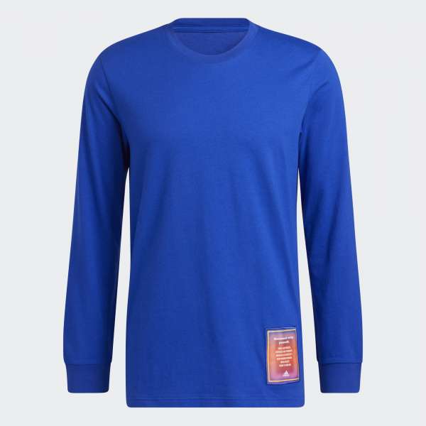 adidas YFM Long Sleeve Langarm Shirt - blau