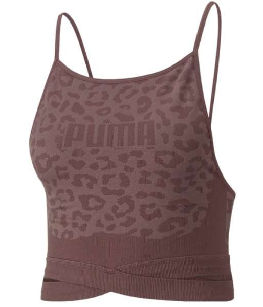 Puma Mid Impact FormKnit Seamless fashion Bra - dusty plum/leopard print