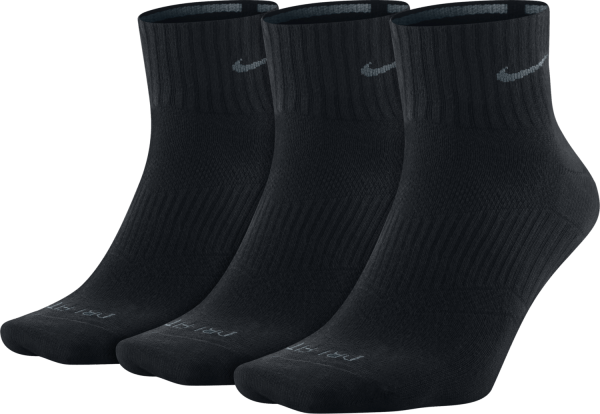 Nike Dri-FIT Non-Cushion Quarter Socken 3 er Pack - schwarz