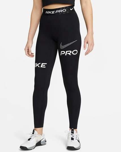 Nike Pro Trainings-Leggings in voller Länge mit halbhohem Bund und Grafik für Damen