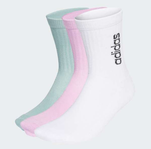 adidas 3S Crew Socks 3-paar - weiß/grün/pink