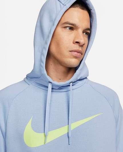 Nike Dry Graphic Dri-FIT Fitness-Pullover mit Kapuze für Herren Cobalt Bliss/Light Lemon Twist