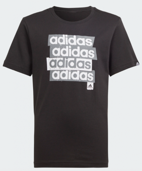 adidas T-Shirt mit Schriftzugprint - schwarz